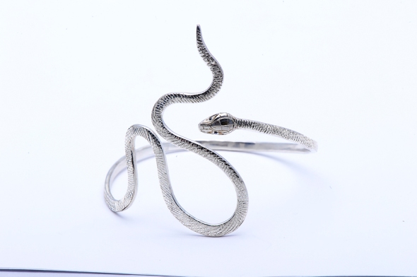 Hand forged and engraved silver snake bracelet by Peggy Skemp 2013
