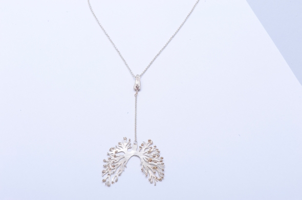 Lung neck necklace with alveoli granulation by Peggy Skemp 2013