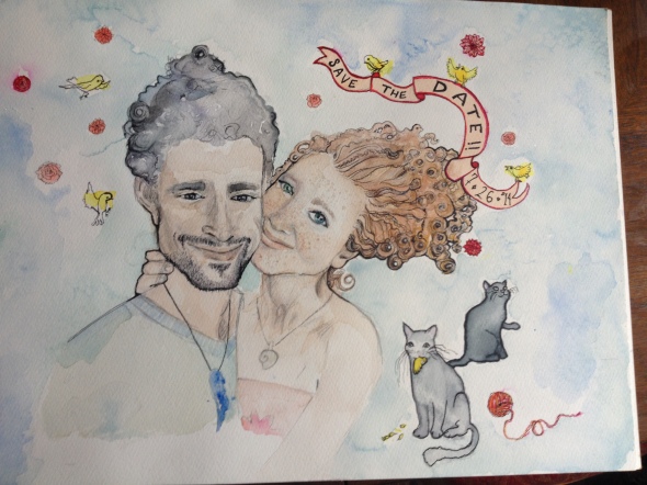 Save the date postcard I painted for Colleen and Reade's wedding. 